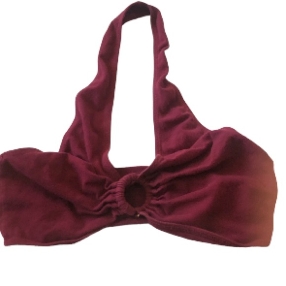 🌞 Frederick’s of Hollywood vintage 80s Maroon Halter crop top women size S